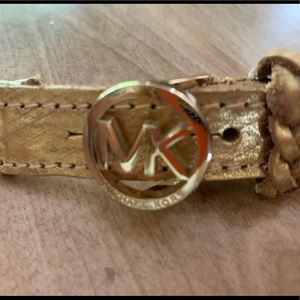 100% leather, 3/4” Gold braided Michael Kors Belt